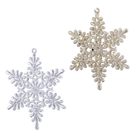 Снежинка "Малютка" двусторонняя, асс. из 2-х: прозрачно-серебряная, золотая 7х8 см