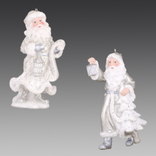 Санта бело-серебряный с фонарем, асс. из 2-х, 5х4х11 см