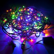 Электрогирлянда "Праздник" уличная 120 разноцветных LED огней постоянного свечения, черный каучуковый кабель, с коннектором, 12 м