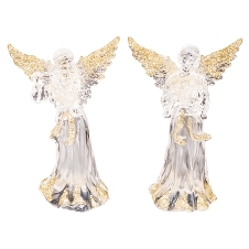 Ангел в хитоне прозрачно-золотой, асс. из 2-х: с лютней/флейтой, 8,5х12,5 см