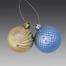 Гроздь из 2-х фигурных шаров: золотой водоворот/голубой, 6 см