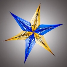 Звезда из фольги остроконечная сине-золотая, 60 см