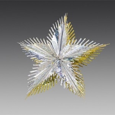 Звезда из фольги 3D двухцветная серебряная/золотая голографическая, 40 см
