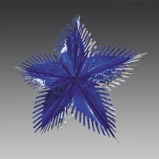Звезда из фольги 3D двухцветная синяя/серебряная голографическая, 40 см