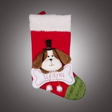 Носок рождественский красно-белый "Собака с косточкой", 28х52 см 