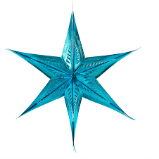 Звезда из фольги остроконечная бирюзовая мерцающая 60 см
