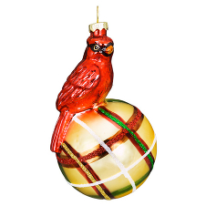 Красный кардинал на шаре (стекло) 6,4х11,4 см