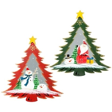 Панно "Елочка" с рождественским рисунком асс. из 2-х (мет/стекло) 17,5х19,2 см
