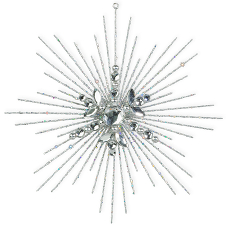 Снежинка-звезда со стразами серебряная 18х18 см