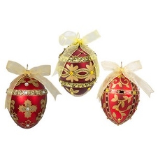 Яйцо рождественское "Византия" асс. из 3-х (стекло) 6х10 см