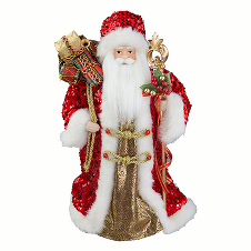 Дед Мороз в красной шубе с пайетками 45 см
