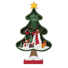 Елочка "Лесные снеговички" рождественская настольная (дерево) 12,5х4х21 см
