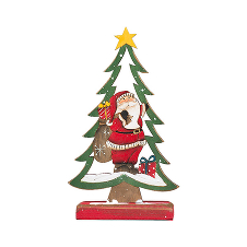 Елочка "Подарки от Санты" рождественская настольная (дерево) 8х3х14 см