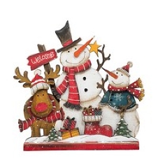 Панно рождественское настольное "Веселая компания" (дерево) 19х4х19,5 см