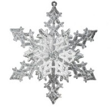 Снежинка бело-серебряная 3D 13х15 см